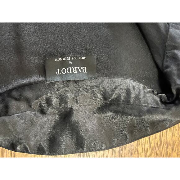 Bardot Lena Satin Shirt Blouse Long Sleeve In Black Size Medium - Picture 6 of 6